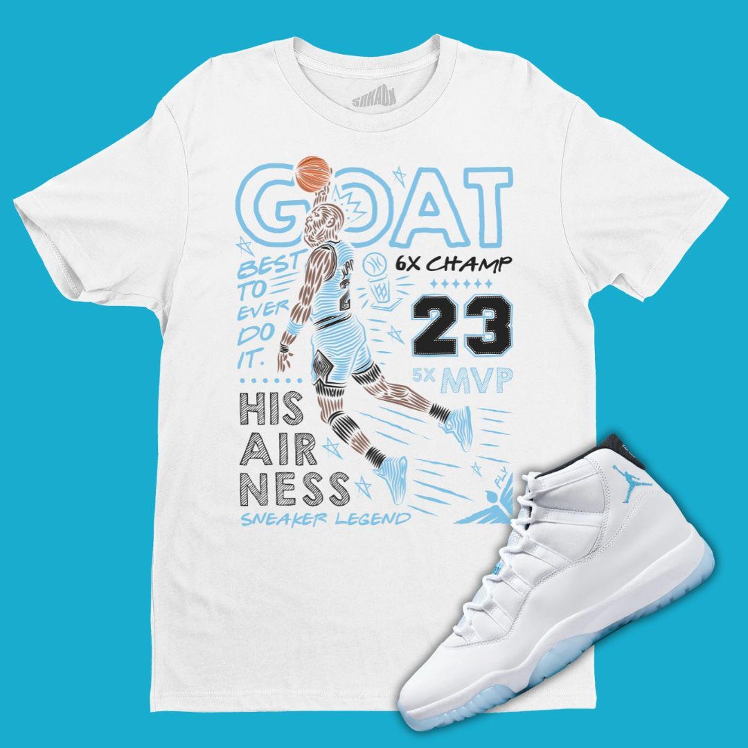 GOAT T-shirt Matching Jordan 11 Legend Blue, Retro 11s Tee for