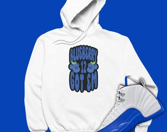 Blueberry 12 White Hoodie Matching Jordan 12 Blueberry
