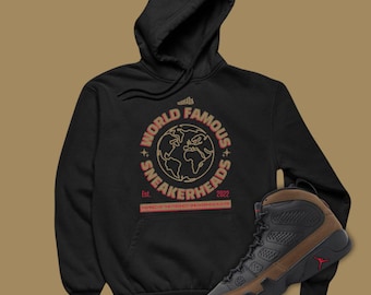 World Famous Sneakerheads Hoodie Matching Jordan 9 Olive, Retro 9 Sweatshirt for Sneakerheads
