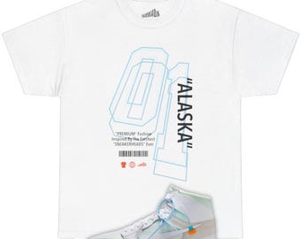 01 ALASKA Tee Shirt to Match Virgil Archive Air Jordan 1 High "Alaska", White Shirt Unisex