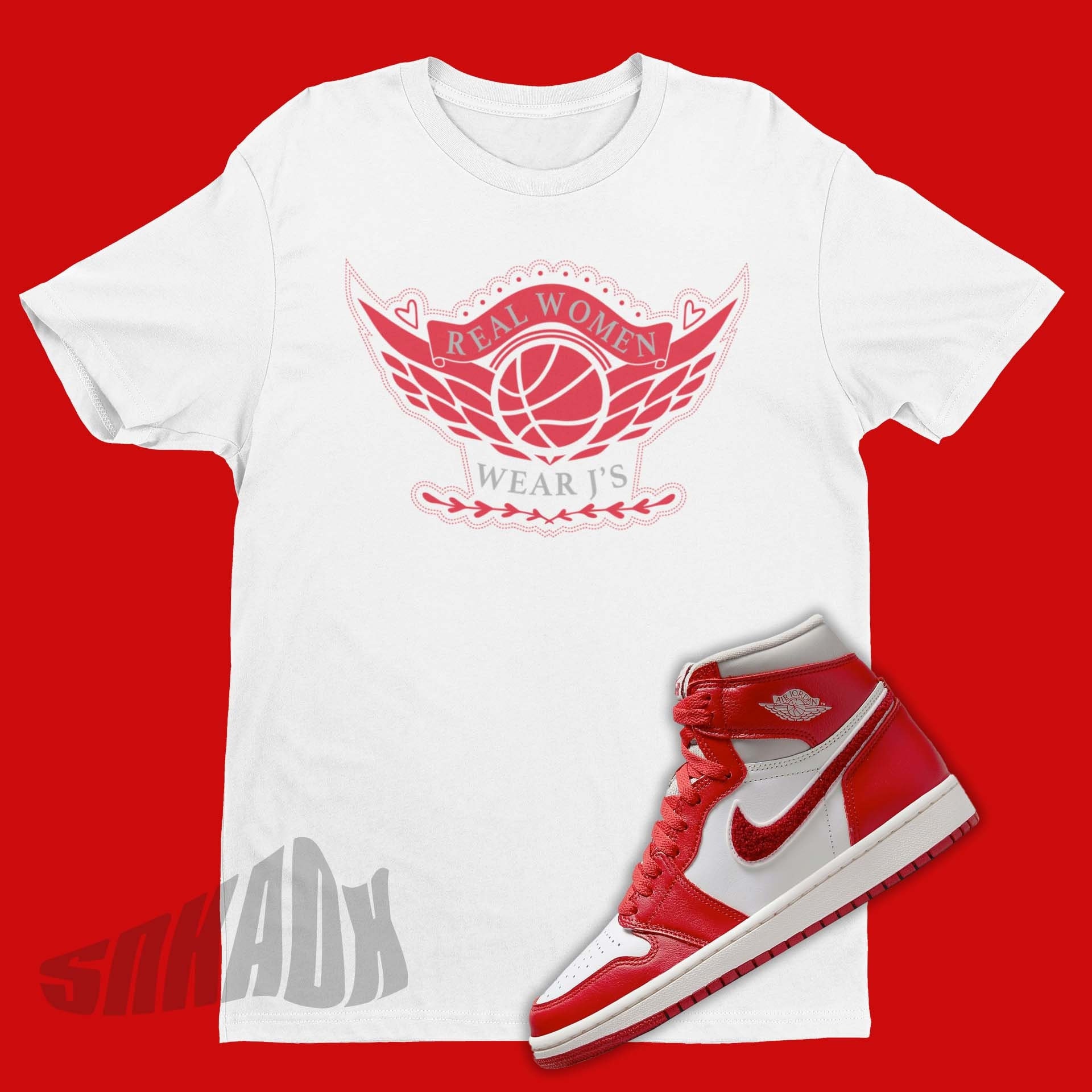 white and red jordan outfit