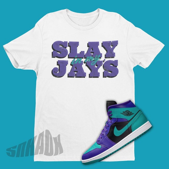 Air Jordan 1 Black Grape Sneaker Match Tee Black Concords Retro 1