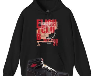 Flight Club 1 Hoodie Matching Jordan 1 FLIGHT Club, Black Sweatshirt for Sneakerheads