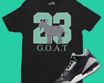 23 GOAT T-Shirt Matching Air Jordan 3 Green Glow, Retro 3s Tee, Sneakerhead Gift
