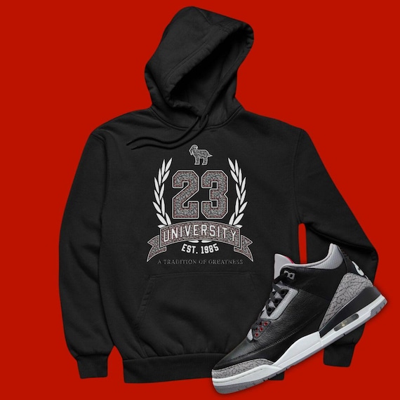 23 University Hoodie Matching Jordan Black Cement, Retro