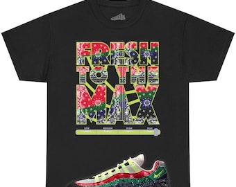 Fresh To The Max Tee Shirt to Match Air Max 95 Bandana, Black Shirt Unisex