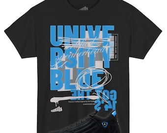 University Blue Tee Shirt to Match Air Jordan 14 University Blue, Black Shirt Unisex