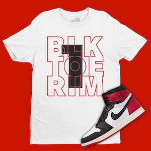 Black Toe 1 Outline T-Shirt Matching Jordan 1 Black Toe Reimagined