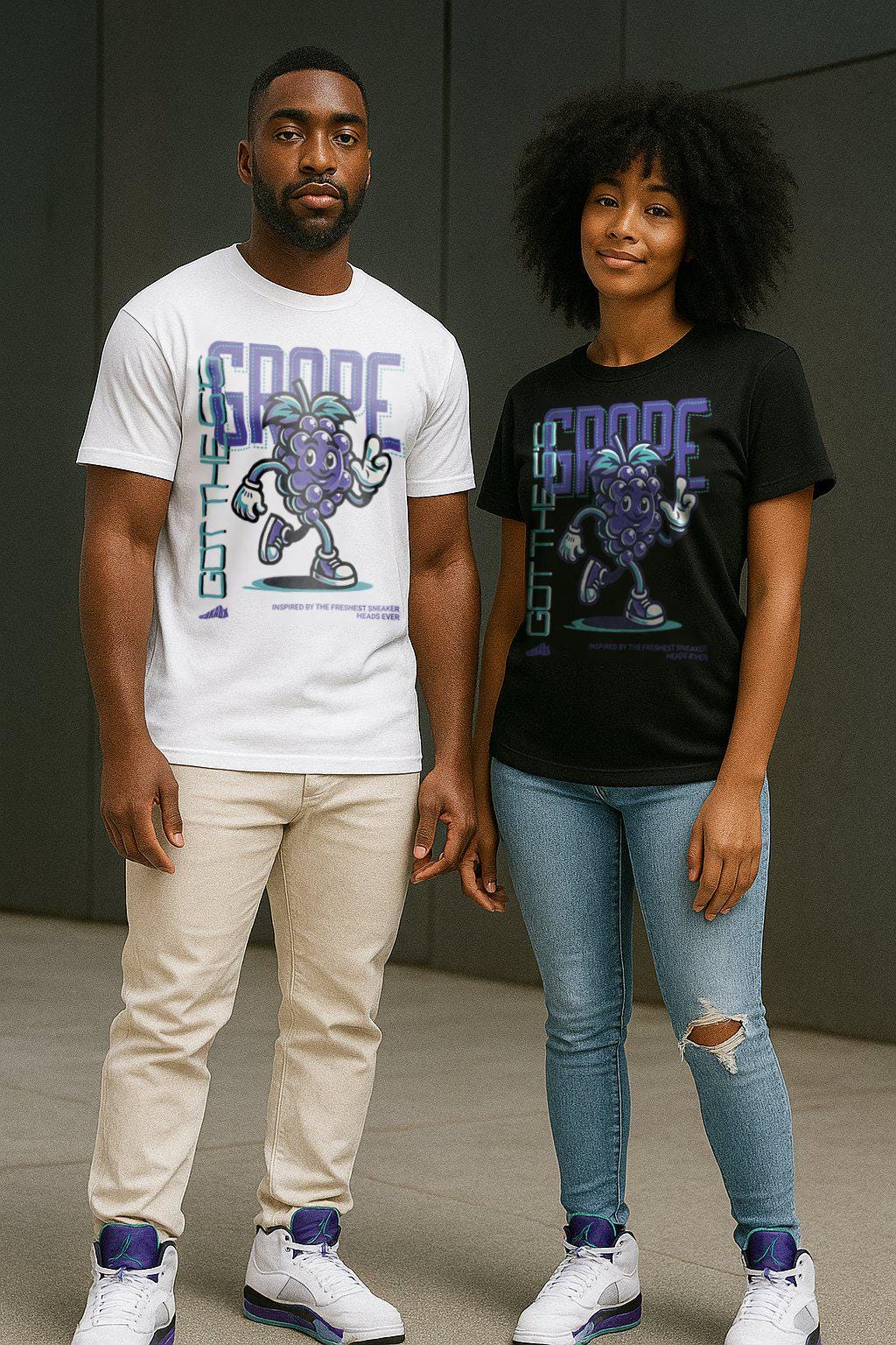 T-shirt Assorti AJ5 Grape 2025 - Style Sneakerhead Avec Motif Rick And Morty - Neuf Avec étiquettes