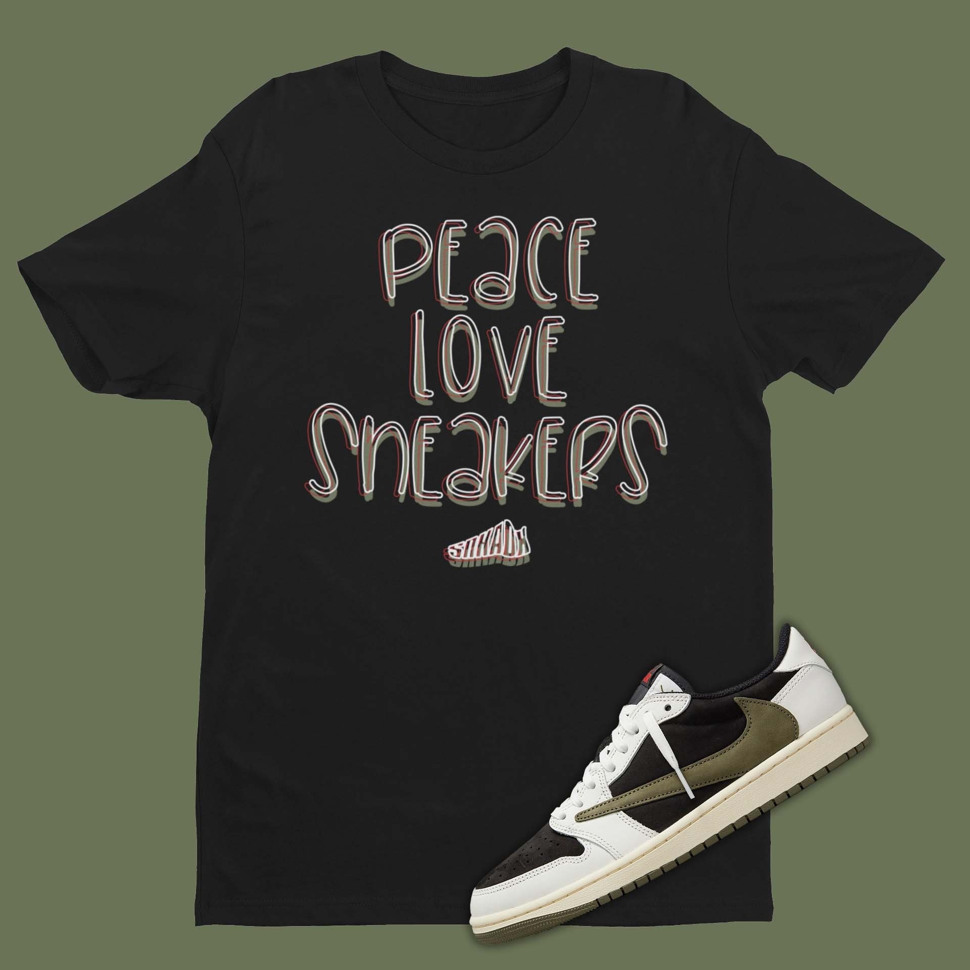 Match Travis Scott Air Jordan 1 Olive T-shirt, Cute Peace LOVE