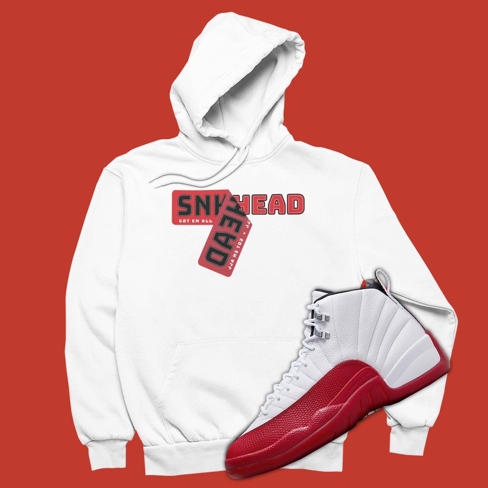 SNKADX Air Jordan 12 Cherry Matching Hoodie Retro 12s Pullover Sneaker Sticker Sweatshirt to Match Cherry 12s