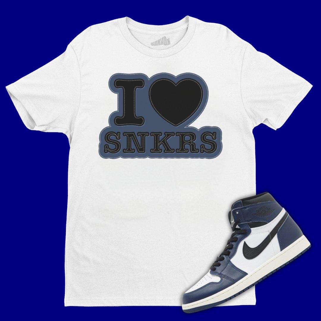 【vintage】I LOVE AJ1 グラフィック Tシャツ I Love Sneakers T-shirt Matching Jordan 1 High OG Midnight Navy