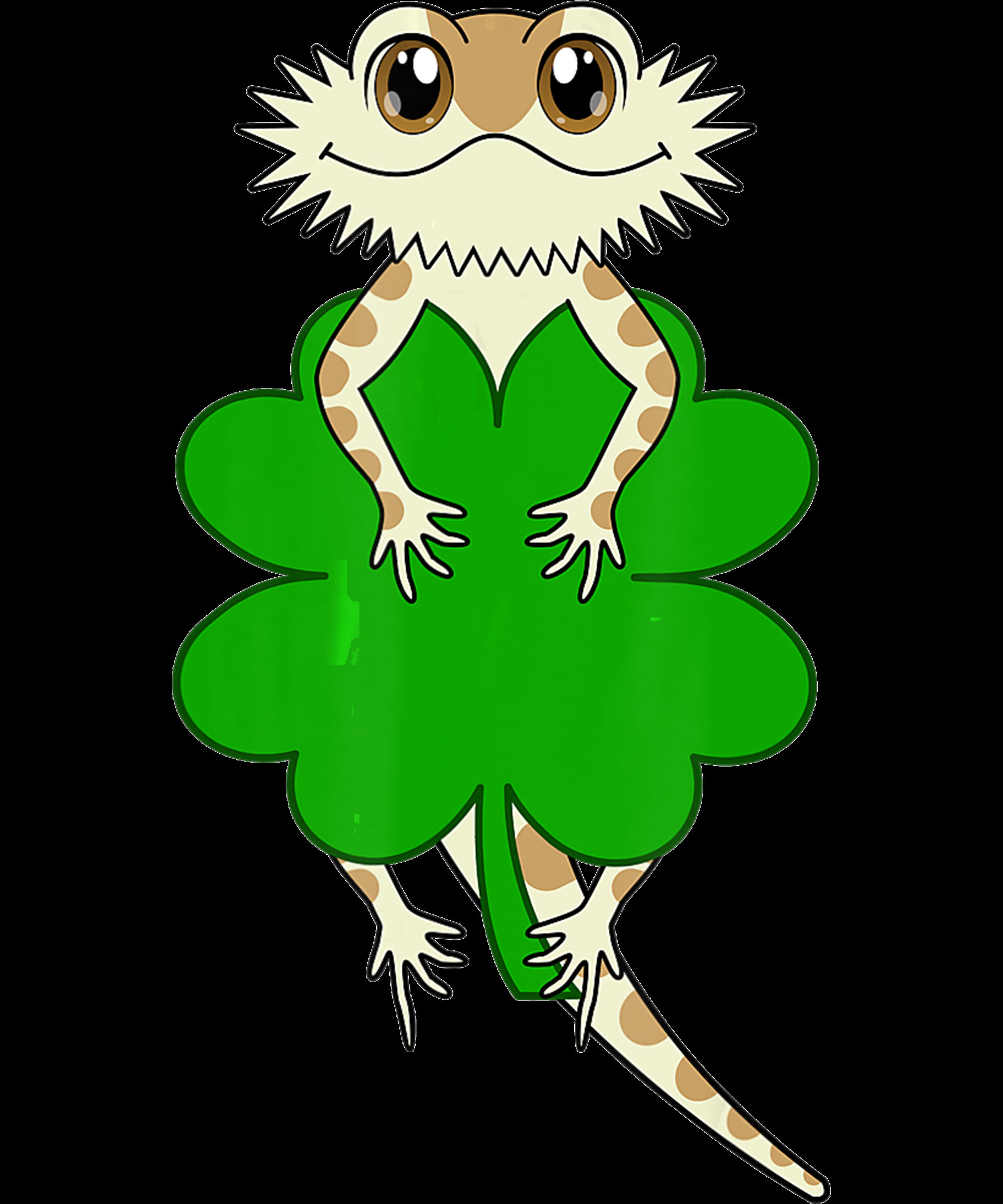 Cute Four Leaf Clover Cartoon Bearded Dragon St Patricks Day Etsy
