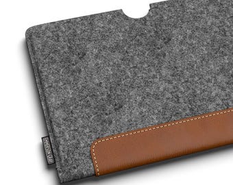 Felt sleeve for reMarkable 2 with LEATHER, 12 colours, UK made, custom fit