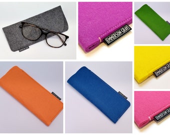 Glasses case / sunglasses case felt sleeve wallet, 13 great colours, UK MADE, perfect fit!