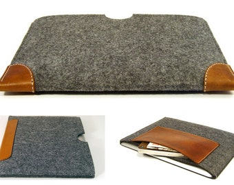 reMarkable 2 felt sleeve case wallet with LEATHER, 12 great colours, UK MADE, perfect fit!