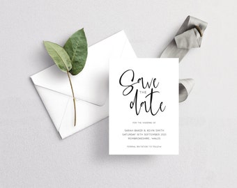 Minimalist Save The Date Postcard | Digital Download | Edit and Print at Home