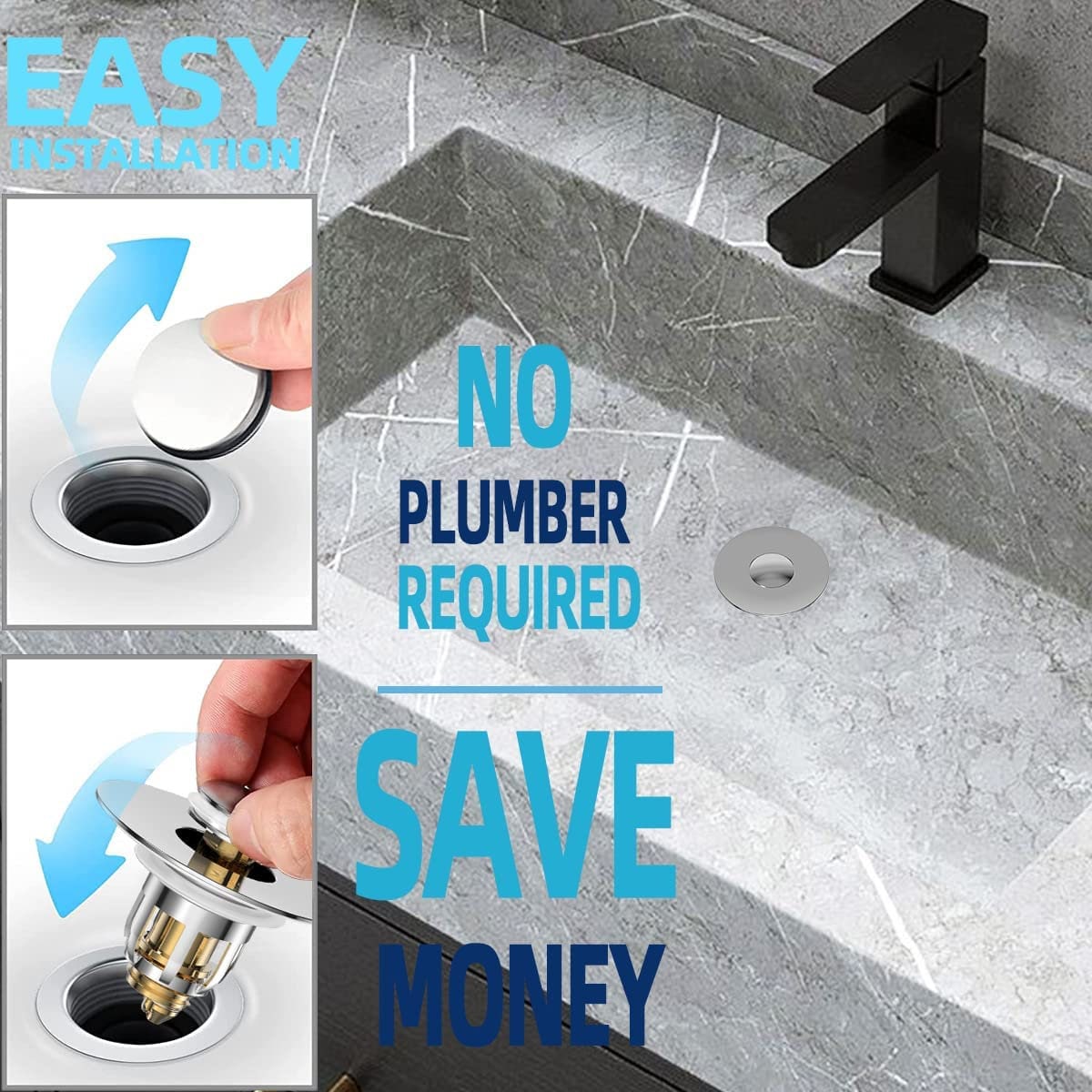 Universal 2 in 1 Bathroom Sink Stopper, Pop up Bathroom Sink Strainer ...