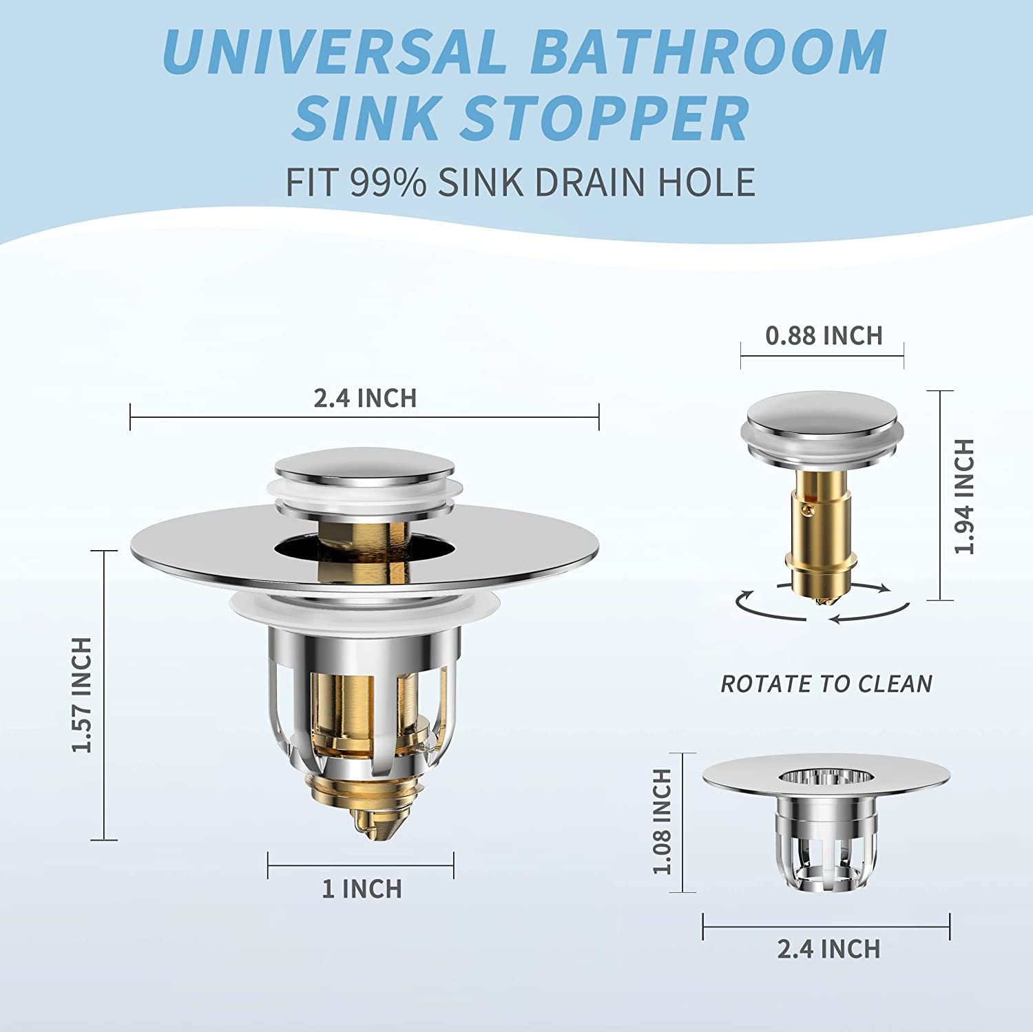 Universal 2 in 1 Bathroom Sink Stopper, Pop up Bathroom Sink Strainer ...