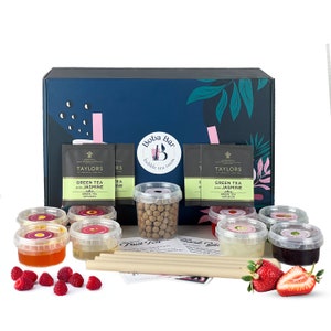 DIY Fruit Bubble Tea Kit Gift Box | Serves 4 Different Flavours | Enjoy making your own flavourful Fruit teas at home with Boba Bar London