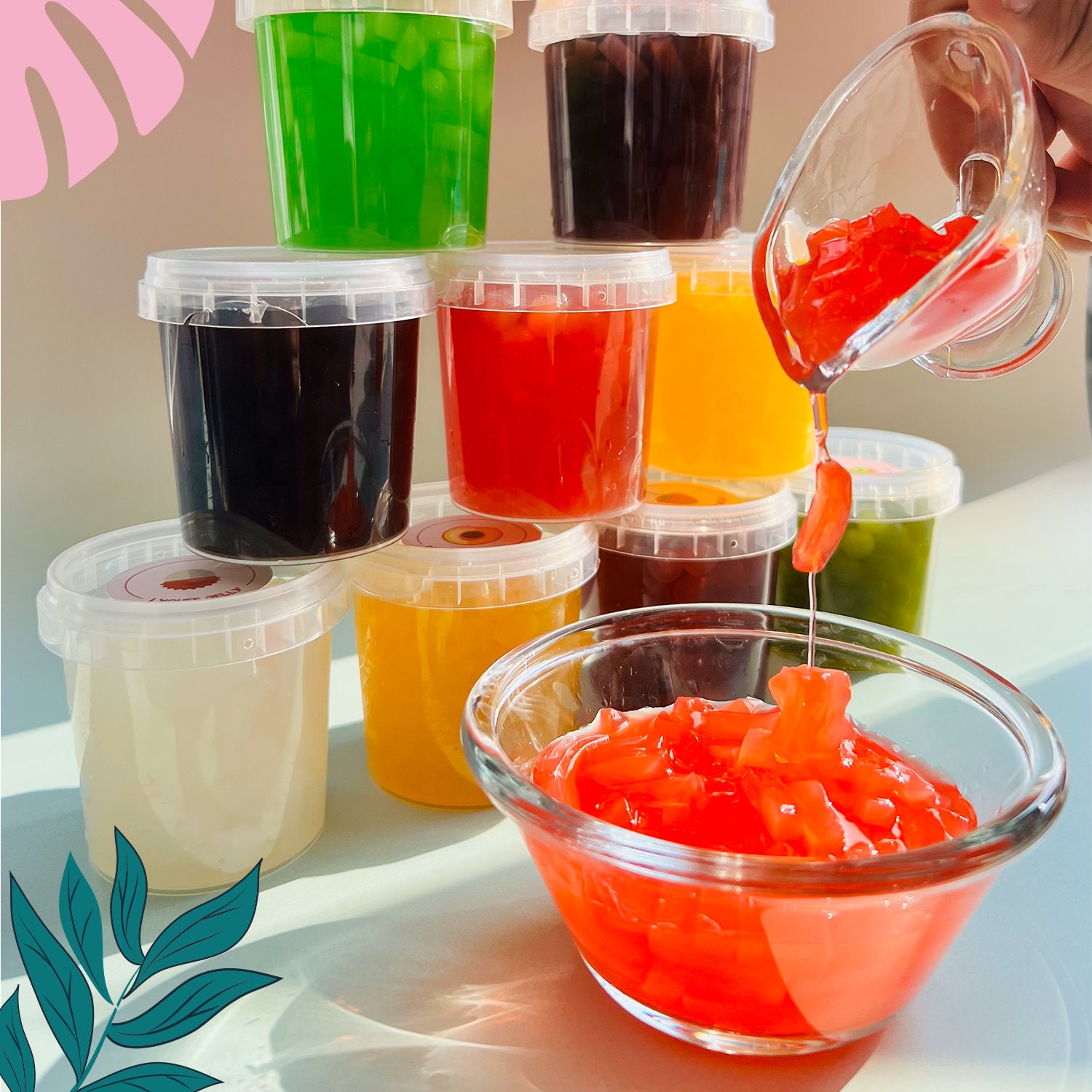 Premium Popping Bobas & Yummy Jelly Pots box of 4 Pots Choose Your