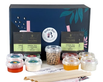 Bubble Tea Kit Gift Set Popping Boba, Bubble Tea Powder, Cups and Gift Bag Boba  Tea Gifts 6 Servings 