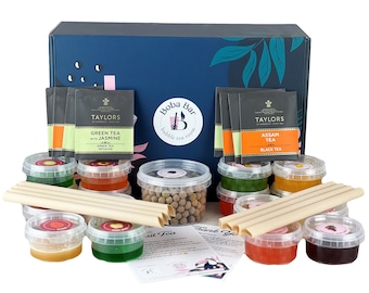 DIY Fruit Bubble Tea Kit Gift Box | Serves 8 | Enjoy making your own flavourful Fruit teas at home with Boba Bar London