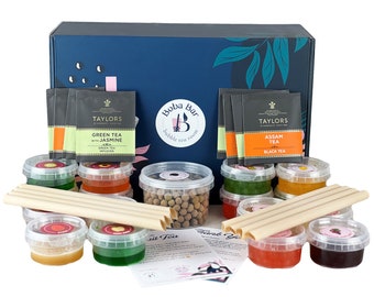 DIY Fruit Bubble Tea Kit Gift Box | Serves 8 Different Flavours | Enjoy making your own flavourful Fruit teas at home with Boba Bar London