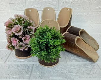 Jarrón de bambú negro antiguo para flores y plantas, 4,7 x 2,8 pulgadas