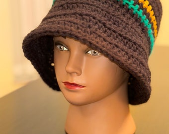 Handmade Jamaican Crochet Sunhat - Tropical Beachwear, Vibrant Rasta Colors, Lightweight Summer Hat