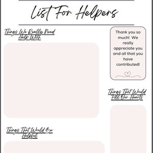 Postpartum - List For Helpers