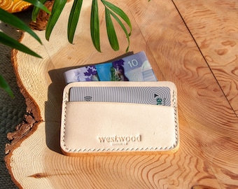 Classic Leather Card Holder Wallet - Personalized Minimalist Slim Design - Monogrammed for a Unique Touch