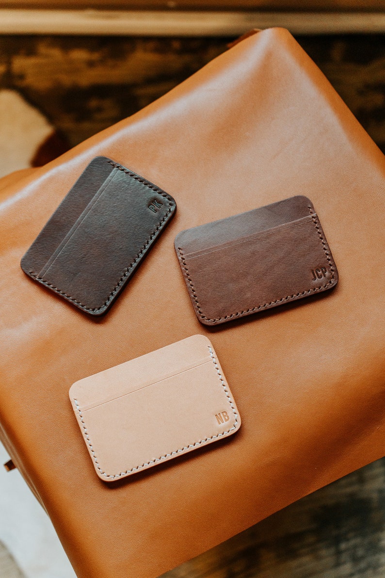 Classic Leather Card Holder Wallet Personalized Minimalist Slim Design Monogrammed for a Unique Touch image 2