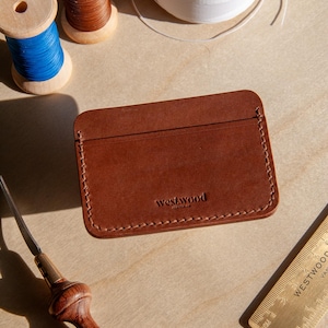 Classic Leather Card Holder Wallet - Personalized Minimalist Slim Design - Monogrammed for a Unique Touch