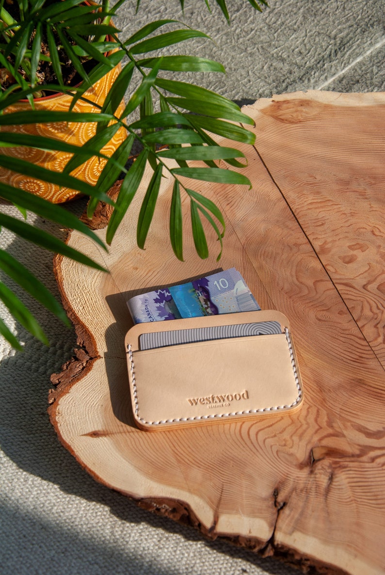 Classic Leather Card Holder Wallet Personalized Minimalist Slim Design Monogrammed for a Unique Touch image 3