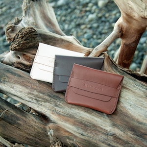Foldover Flap Wallet - Slim Natural Veg Tan Folded Wallet | Slim Leather Pouch w/ optional personalization | Personalized Leather Wallet