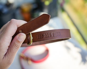 Leather Dog Collar with Phone Number | Personalized Leather Dog Collar | Hidden Phone Number Dog Collar Personalized