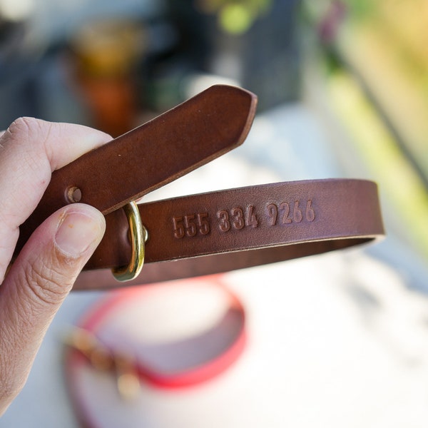 Leather Dog Collar with Phone Number | Personalized Leather Dog Collar | Hidden Phone Number Dog Collar Personalized