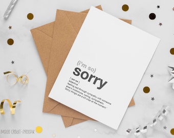 Sympathiekaart | Blanco definitie printkaart, kaart om sorry te zeggen, A6 condoleancekaart, milieuvriendelijke kaart met gerecyclede envelop, MOD-SO