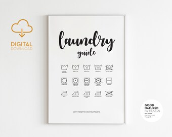 Laundry Guide Washing Room Sign Framed Wall Print Laundry - Etsy UK