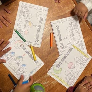 Digital download eid card colouring activity sheet for children