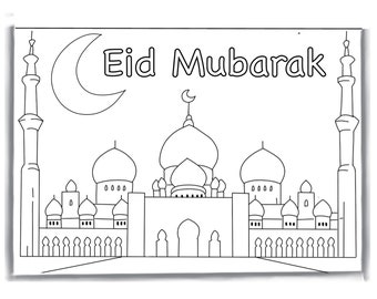 Digital download eid card colouring activity sheet for children