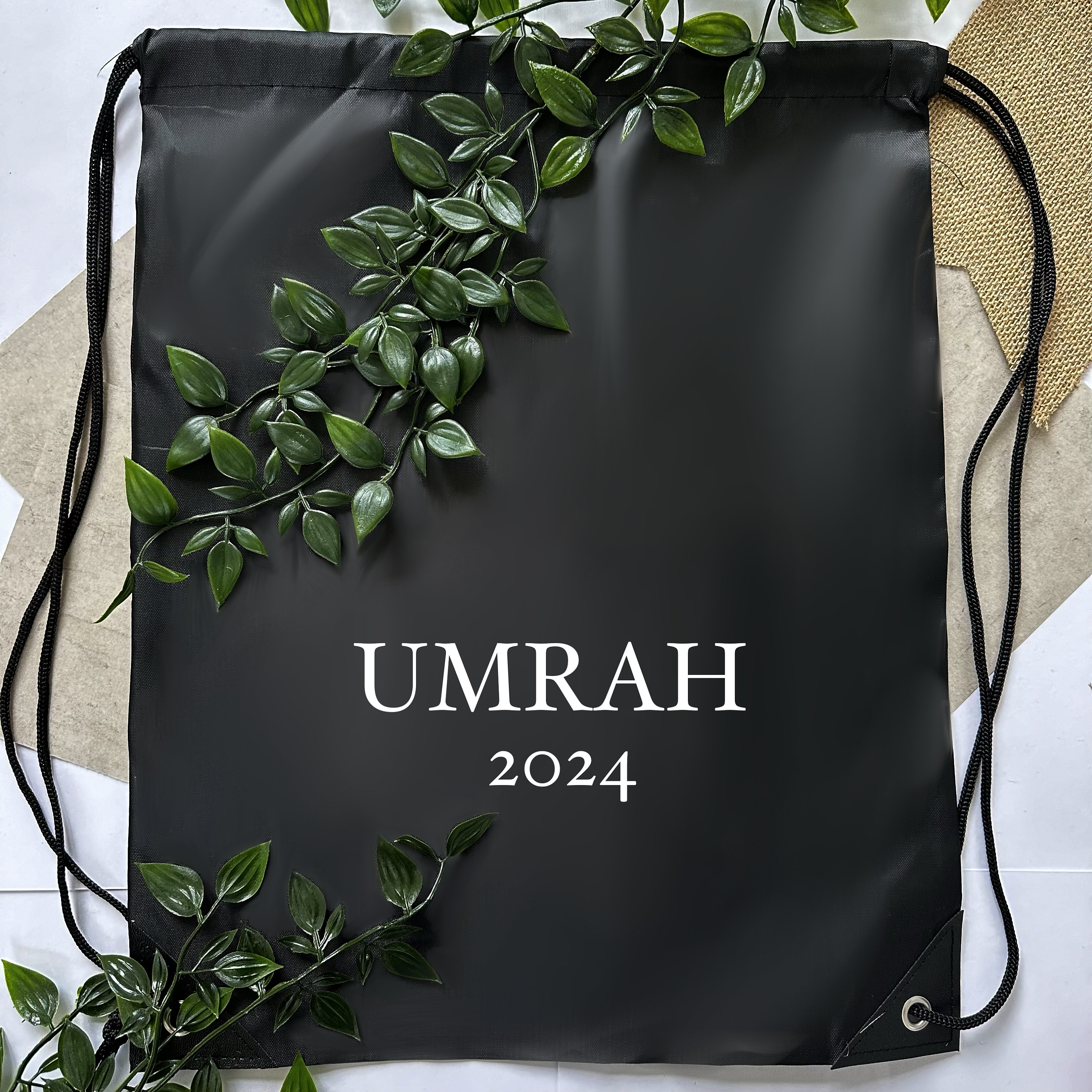 Sac/sac à dos noir avec cordon de serrage pour la Omra Cadeau