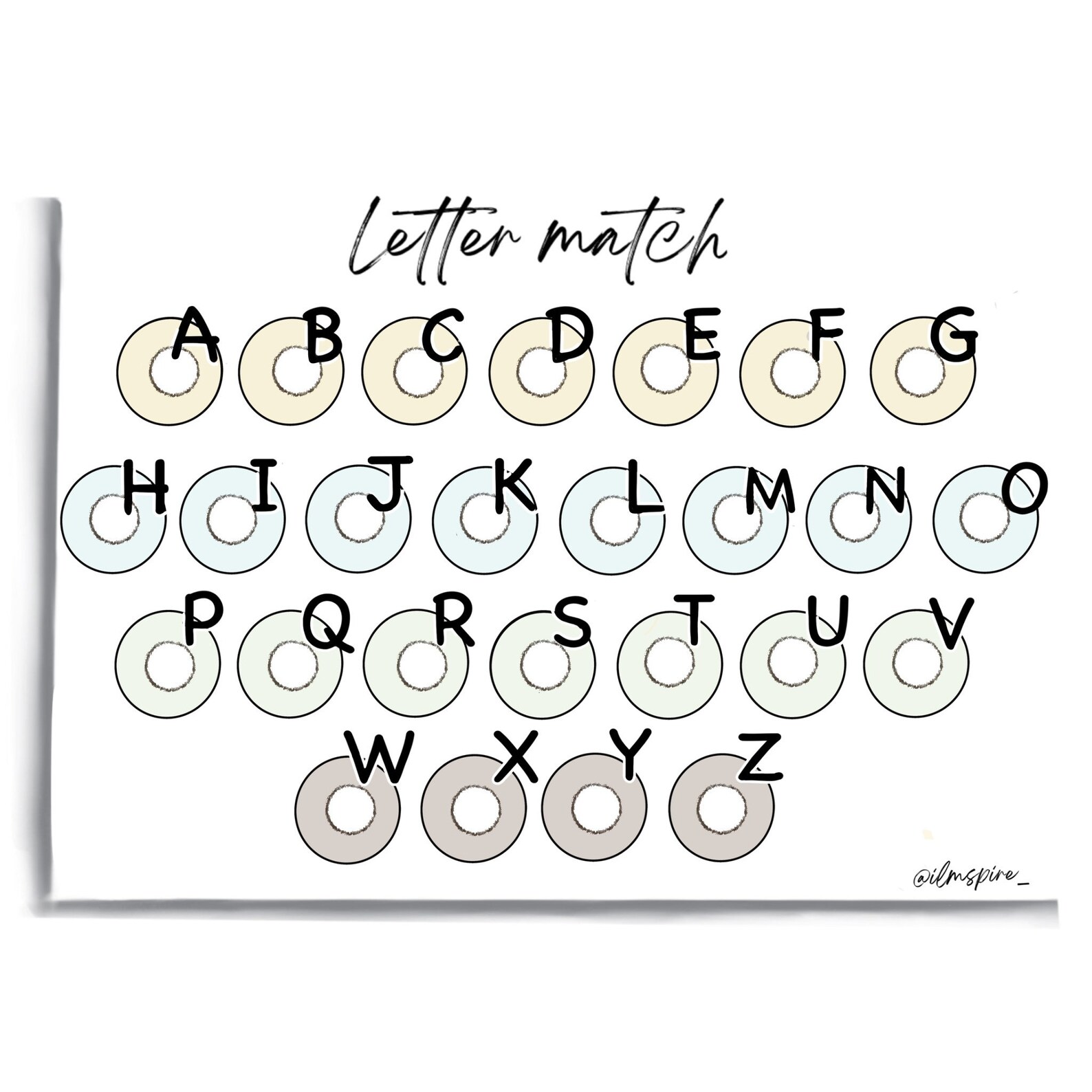 Laminated Alphabet Letter Match Velcro Interactive Activity Sheet for