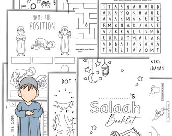 DIGITAL DOWNLOAD Salaah activity booklet (11 activities including a wordsearch, crossword, dot to dot, maze & much more) fun and educational