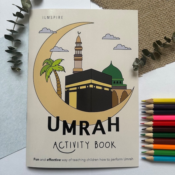 Umrah activity book for children travelling to Makkah Madinah -holiday gift- colouring, wordsearch, dot to dot, fun facts etc included