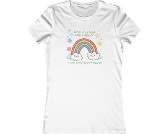 Cute Rainbow with Smiling Clouds T-Shirt | Positive Quote Tee