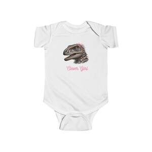 Clever Girl Dinosaur Bodysuit, Cute Baby Outfit, Newborn Gift, Infant Romper, Baby Shower Present, Funny Baby Clothes image 3