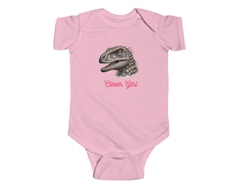 Clever Girl Dinosaur Bodysuit, Cute Baby Outfit, Newborn Gift, Infant Romper, Baby Shower Present, Funny Baby Clothes
