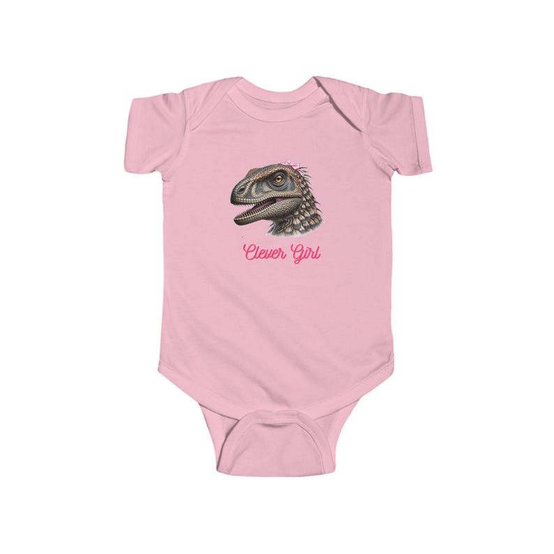 Clever Girl Dinosaur Bodysuit, Cute Baby Outfit, Newborn Gift, Infant Romper, Baby Shower Present, Funny Baby Clothes image 1